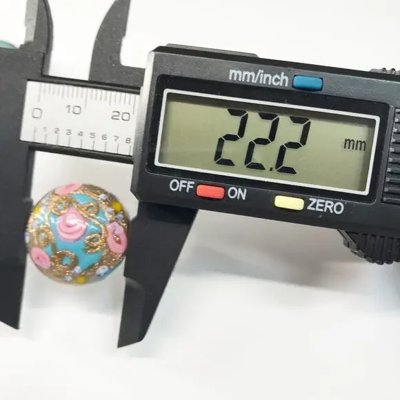 VTG Itlay Venetian Murano Fiorato Lampwork Wedding Cake Button Clip On Earrings - Picture 4 of 12